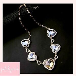 STUNNING High-End White and Champagne Crystal Heart Necklace